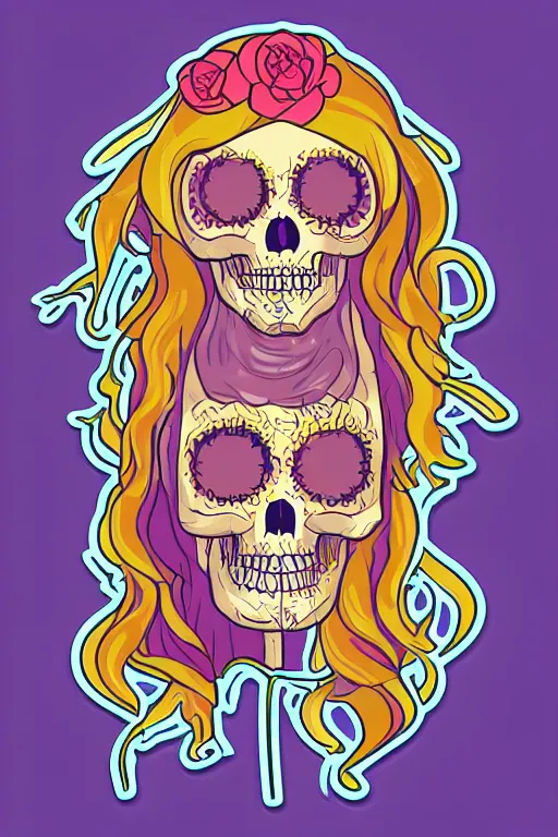 Image similar to portrait of a flower skeletor girl, art by milka oxana, sticker, colorful, illustration, highly detailed, simple, smooth and clean vector curves, no jagged lines, vector art, smooth