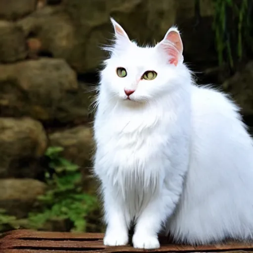 Image similar to white turkish angora cat mean look angry awkward