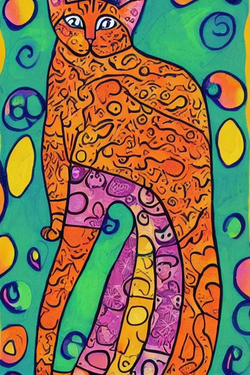 Image similar to beautiful art illustration of cat by laurel burch