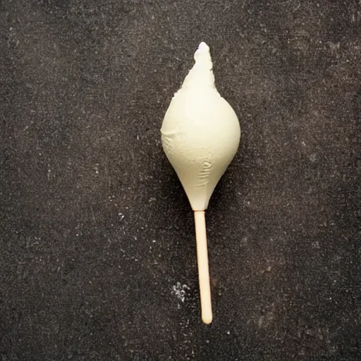 Prompt: a photograph of a levitating ice cream cone made of bulletproof glass