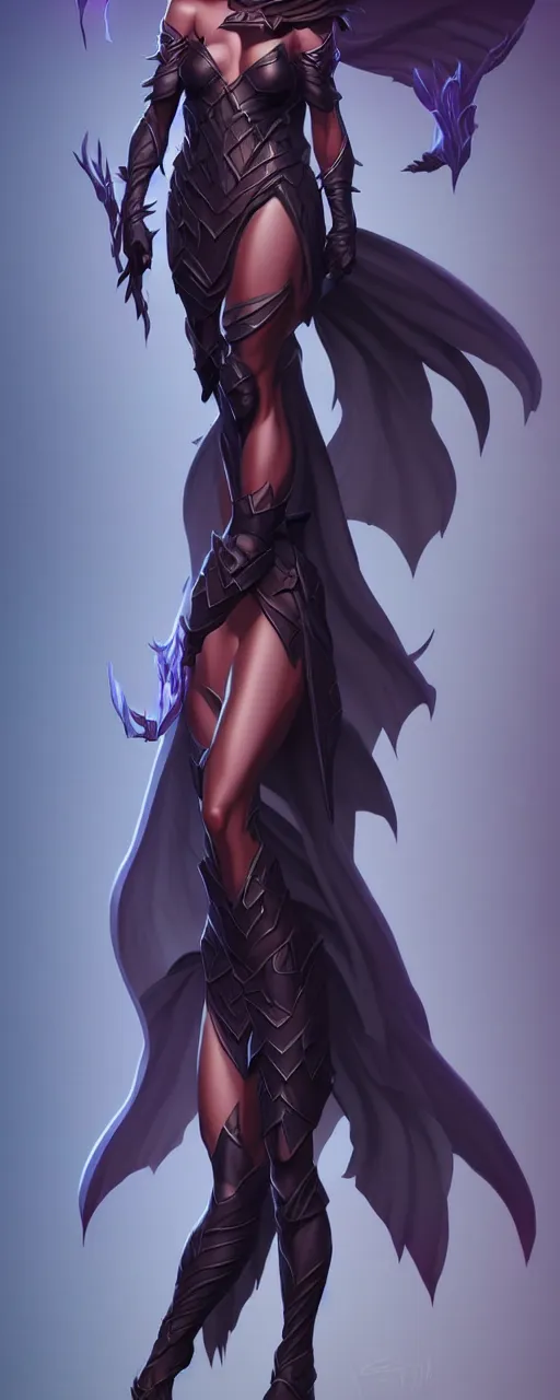 Image similar to dark sorceress full body view, highly detailed, artgerm style, artstation, soft light, sharp focus, illustration, character design, concept art, correct anatomy