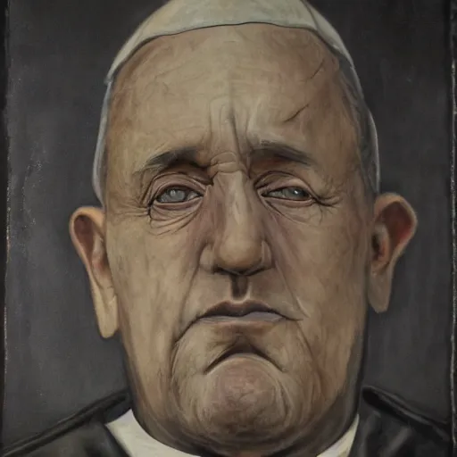 Image similar to pope thanos, portrait photo, realistic, highly detailed