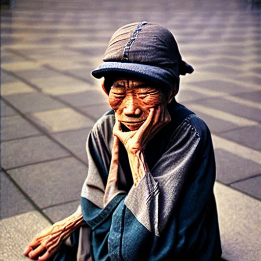 Prompt: photograph of an old japanese man, photograph by steve mccurry