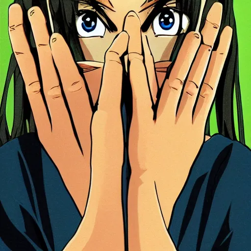 Image similar to anime woman with hands crossed