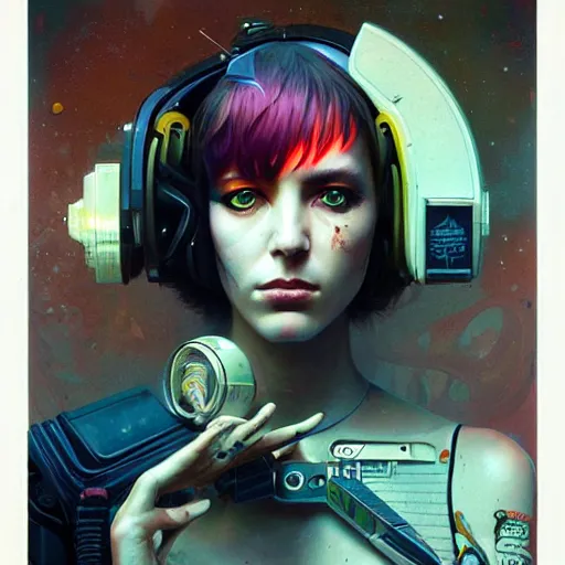 Image similar to beautiful portrait of lofi cyberpunk Leeloo by Tristan Eaton and Stanley Artgerm and Tom Bagshaw, Greg Rutkowski Carne_Griffiths