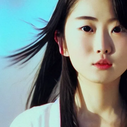 Prompt: 1990s, perfect, dynamic, epic, cinematic 8K HD movie shot of semi-close-up japanese beautiful cute young J-Pop idol actress girl face, she express joy and posing. By a Chinese movie director. Motion, VFX, Inspirational arthouse, high budget, hollywood style, at Behance, at Netflix, with Instagram filters, Photoshop, Adobe Lightroom, Adobe After Effects, taken with polaroid kodak portra