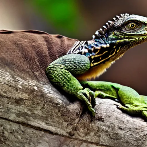 Image similar to Hawk and iguana hybrid animal, highly detailed photo taken at zoo,