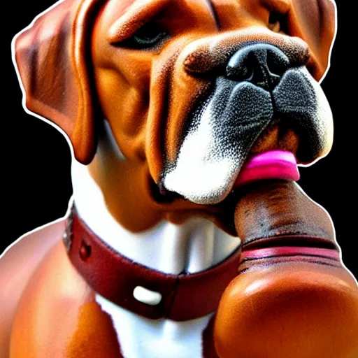 Image similar to boxer dog smoking a cigar, award winning, highly detailed,