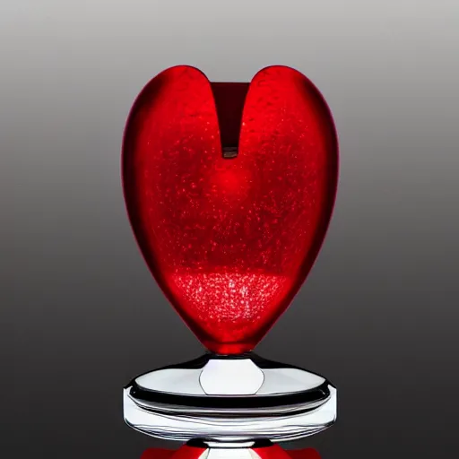 Image similar to a vase in the shape of a heart with red accents designed by versace