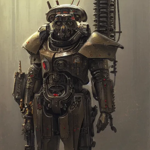 Image similar to wearing warhammer 4 0 0 0 0 emperor armor realistic anthropomorphic shiba inu scifi cyberpunk, visible face and full body portrait art by donato giancola and greg rutkowski, vintage retro scifi, realistic face, digital art, trending on artstation, symmetry