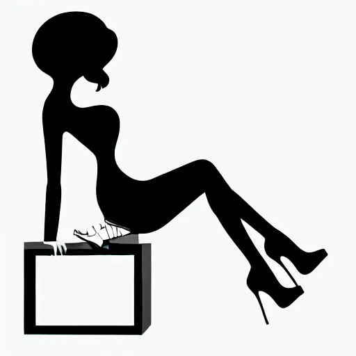 Image similar to book illustration of huge and hungry monster with women's legs wearing high heels, book illustration, monochromatic, white background, black and white image