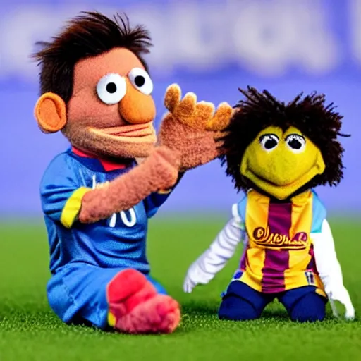 Image similar to lionel messi as a muppet