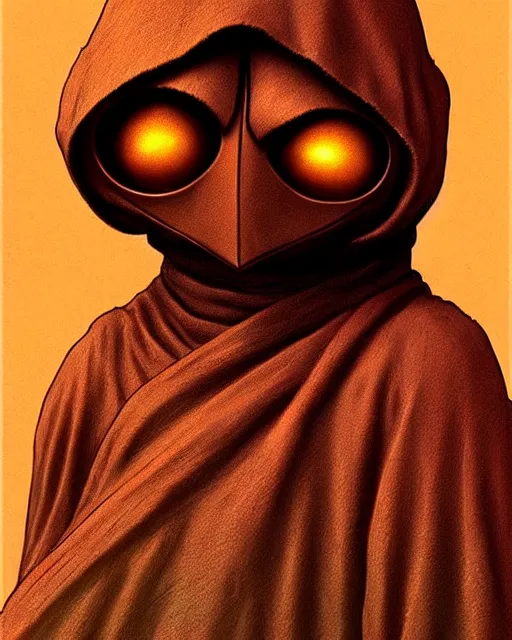 Image similar to jawa from star wars, character portrait, portrait, close up, concept art, intricate details, highly detailed by moebius