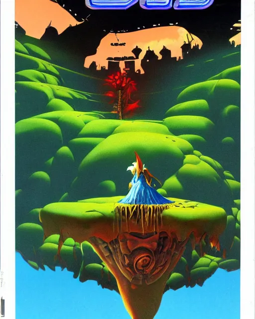 Image similar to videogame cover art by roger dean