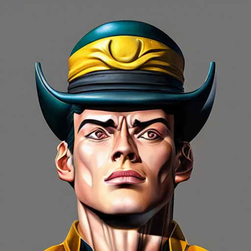 Image similar to portrait of jotaro kujo by alexey gogin, symmetrical, global illumination, sharp focus, digital painting