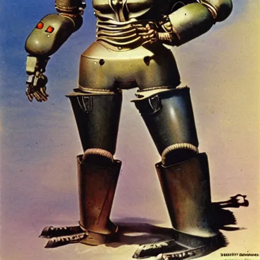 Prompt: humanoid robot, Frank Frazetta