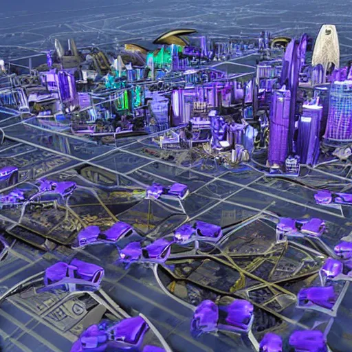 Image similar to futuristic city where the Baltimore Ravens rule the world