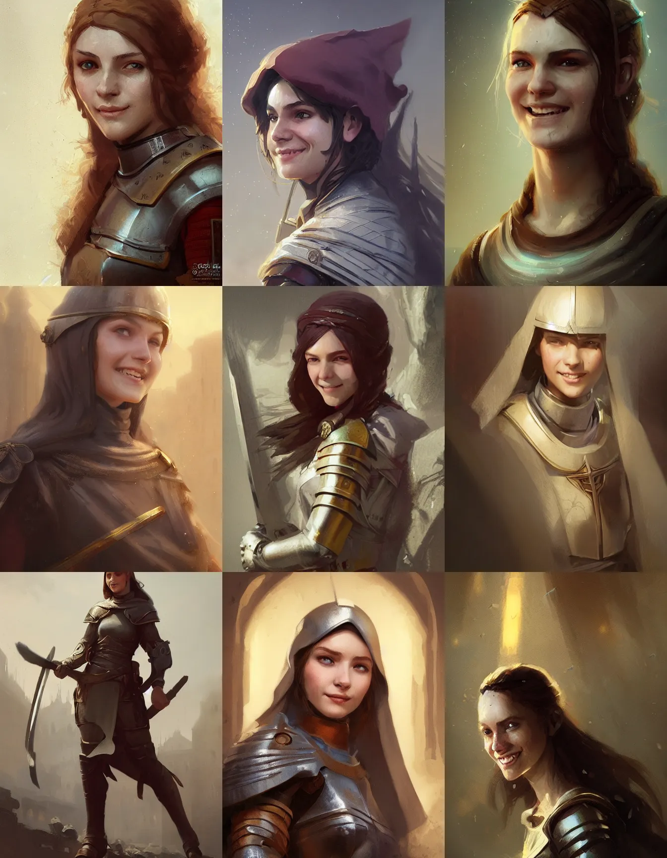 young female medieval crusader, smiling, digital | Stable Diffusion ...