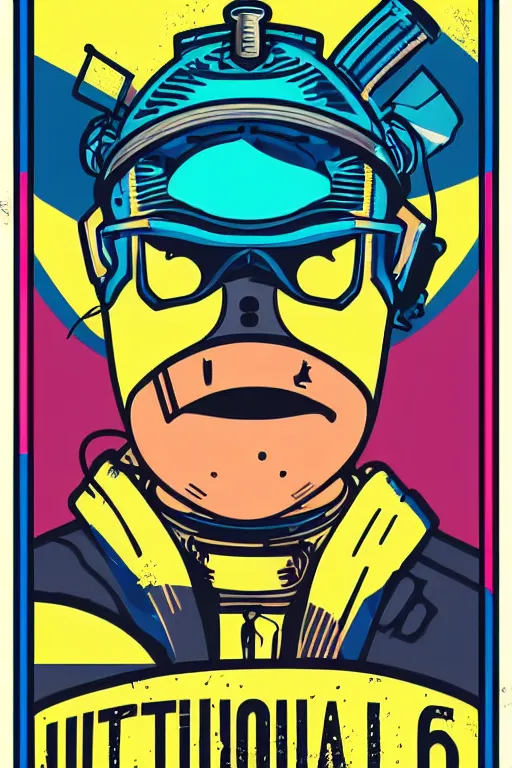 Image similar to fallout 7 6 retro futurist illustration art by butcher billy, sticker, colorful, illustration, highly detailed, simple, smooth and clean vector curves, no jagged lines, vector art, smooth andy warhol style