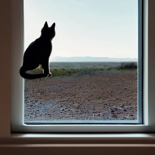 Prompt: photo of a cat watching martian landscape inside a futuristic window