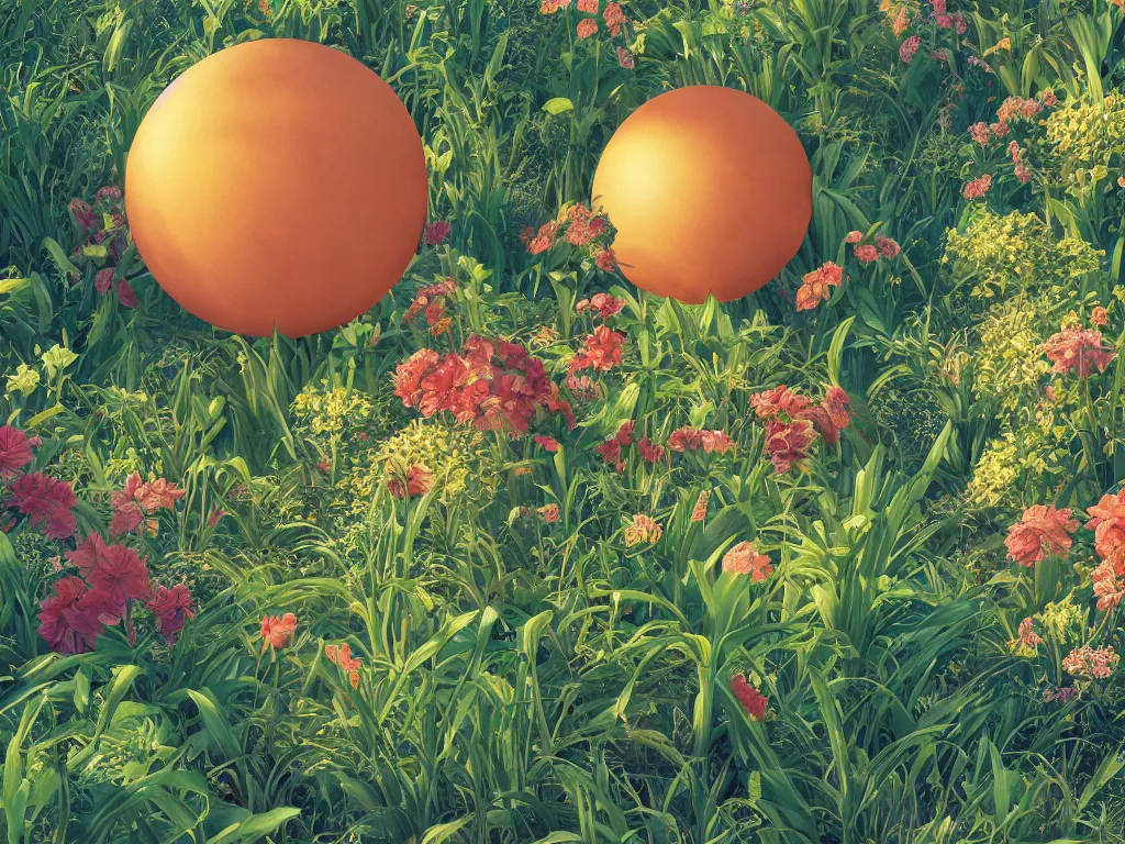 Image similar to sunlight study, the universe is a spheroid region 7 0 5 meters in diameter of kauai wildflower undergrowth, art nouveau, by maria sibylla merian and ( ( ( ( ( lisa frank ) ) ) ) ), 8 k, sharp focus, octane render