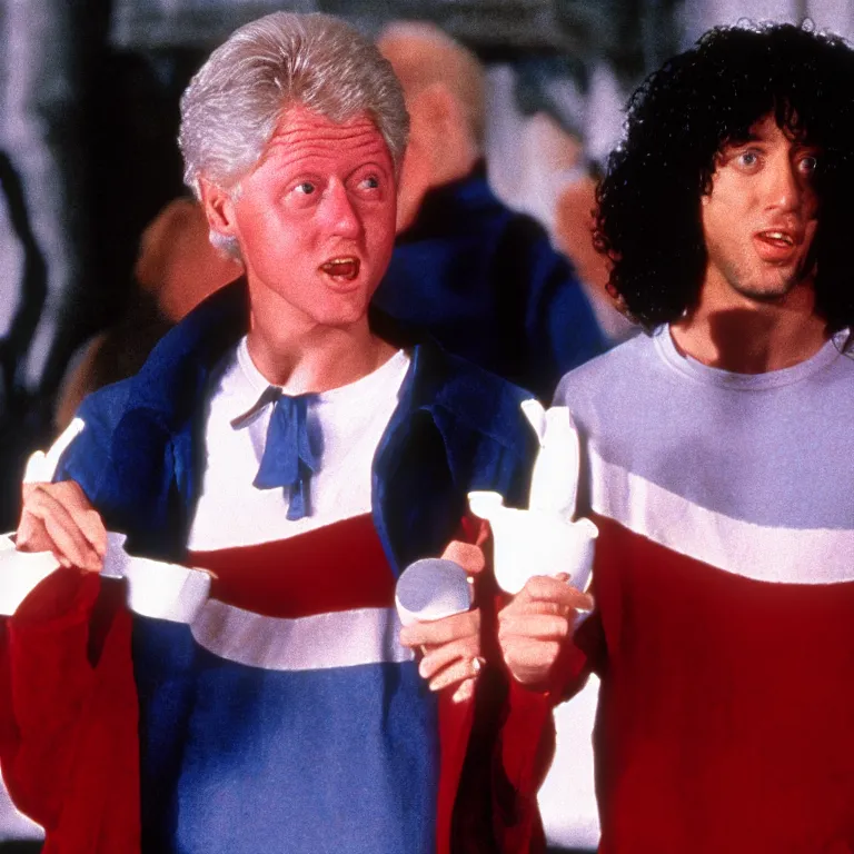 Image similar to Bill Clinton as Bill in the movie Bill and Ted's Excellent Adventure , film still