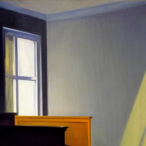 Prompt: painting of a ghost in a living room by Edward hopper