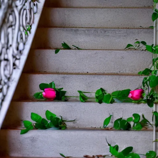 Image similar to she left me roses by the stairs