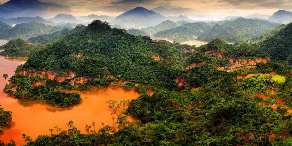 Panoramic wallpaper - Brazil polychrome | Birds and vegetation