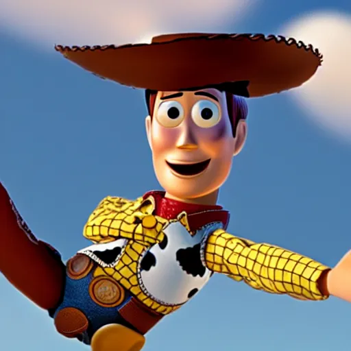 Image similar to woody from toy story skydiving