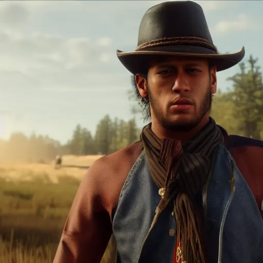 Image similar to Film still of Neymar, from Red Dead Redemption 2 (2018 video game)