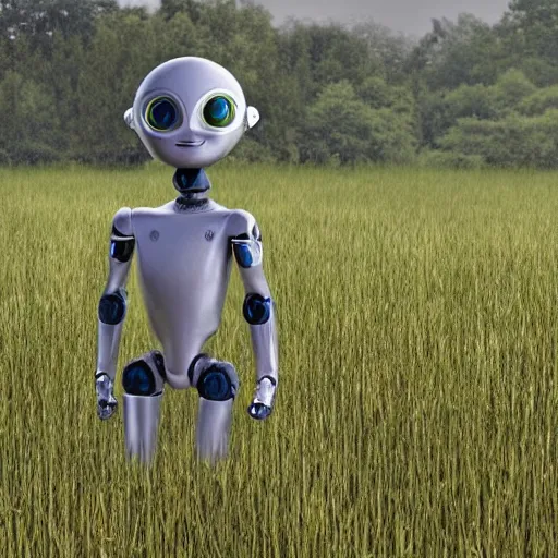 Prompt: a robot that looks like Gollum being tested in a plain field, photorealistic