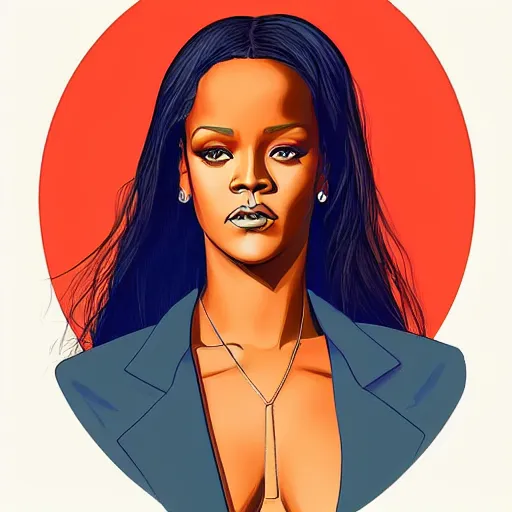 Image similar to “ rihanna retro minimalist portrait by jean giraud, art of moebius, sharp, smooth face, comic, 8 k ”