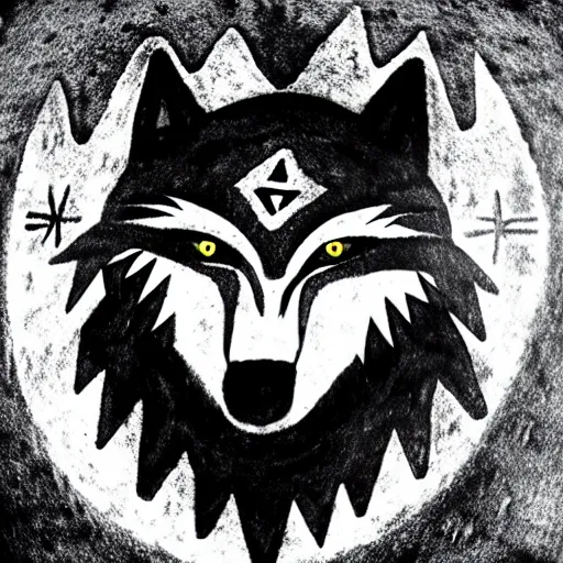 Prompt: shaman in a wolf mask, paleolithic cave art