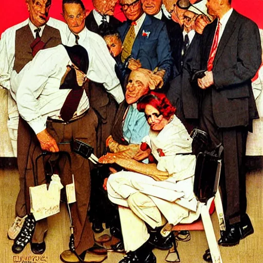 Image similar to the things politicians get up to when they think we are not looking, painted by norman rockwell and tom lovell and frank schoonover and phil hale