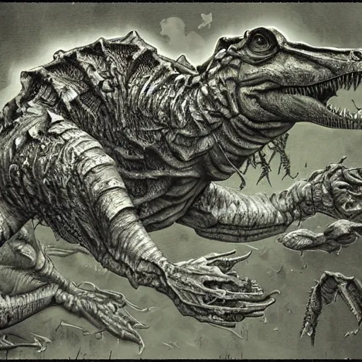 Image similar to “ bernie wrightson ” pushead ” chernobyl phytosaur aerial horror shape 1 0 2 4 x 1 0 2 4