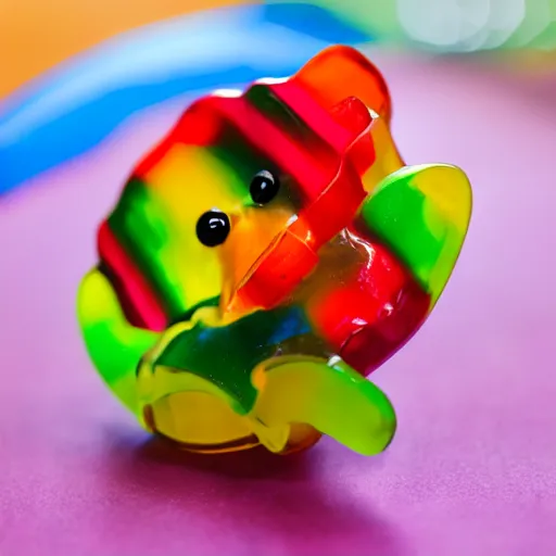 Image similar to a pretend slippery gummy bear, 4 k