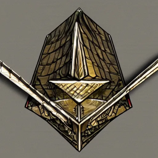 Image similar to a serpent with a pyramid shell made from metal, anime art style