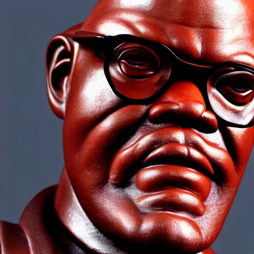 Prompt: uhd statue of samuel l. jackson made entirely of smoked salmon