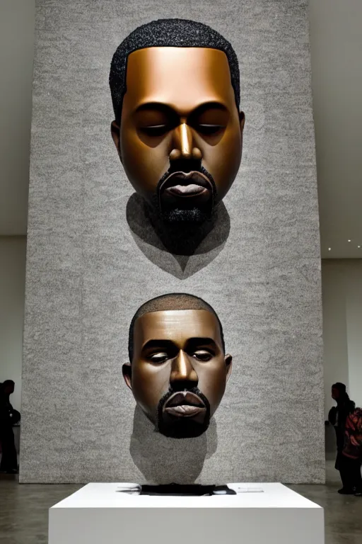 Image similar to a sculpture of kanye west by takashi murakami, photo at an art museum