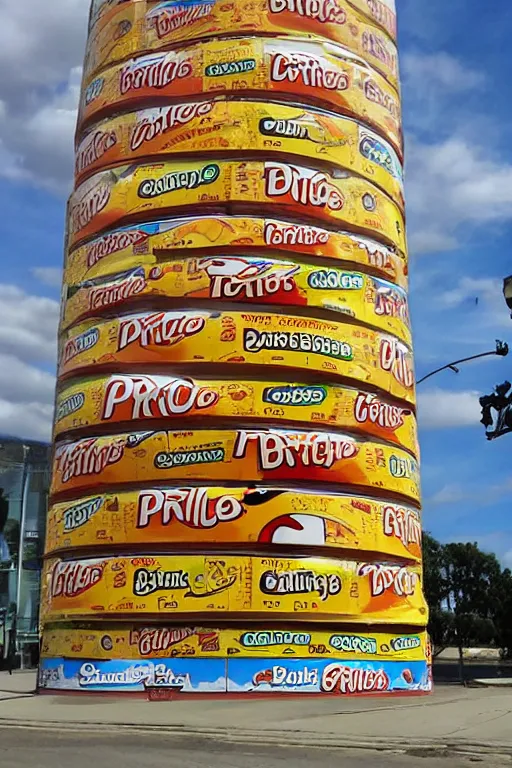 Image similar to a building made of pringles