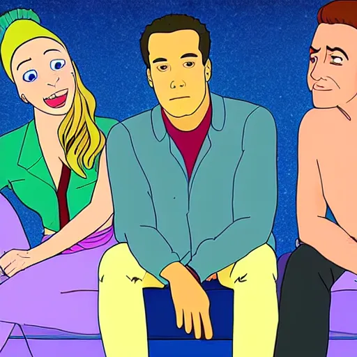 Image similar to still from the hit tv show friends in the style of bojack horseman