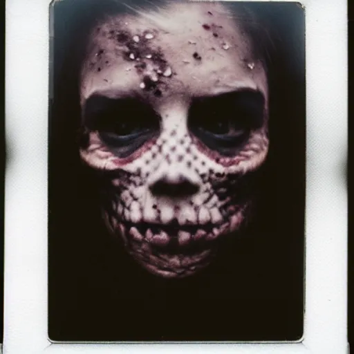 Image similar to a very beautiful polaroid picture of a zombie, award winning photography