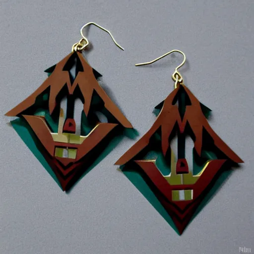 Prompt: lasercut segmented 2d earrings, from world of warcraft