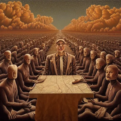 Prompt: in a dream, are all the characters really you? by jeffrey smith, oil on canvas