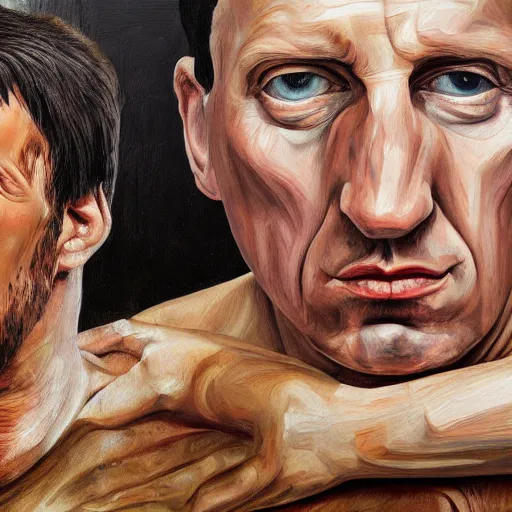 Image similar to high quality high detail painting by lucian freud, hd, atiicus ross and trent reznor