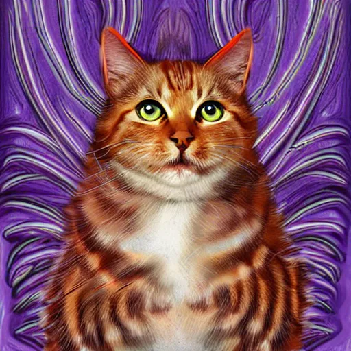 Prompt: divine heaven cat, digital art