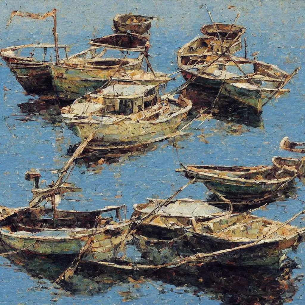 Image similar to boat, painting by denis sarazhin