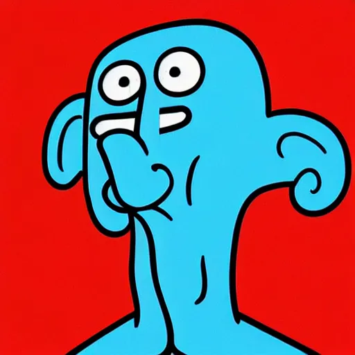 Image similar to cartoon style, strong chin, handsome squidward portrait, vivid colors