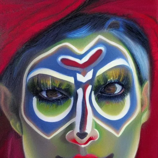 Image similar to portrait of a face painted with oil strokes